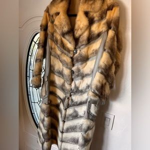 Rabbit and leather trench coat